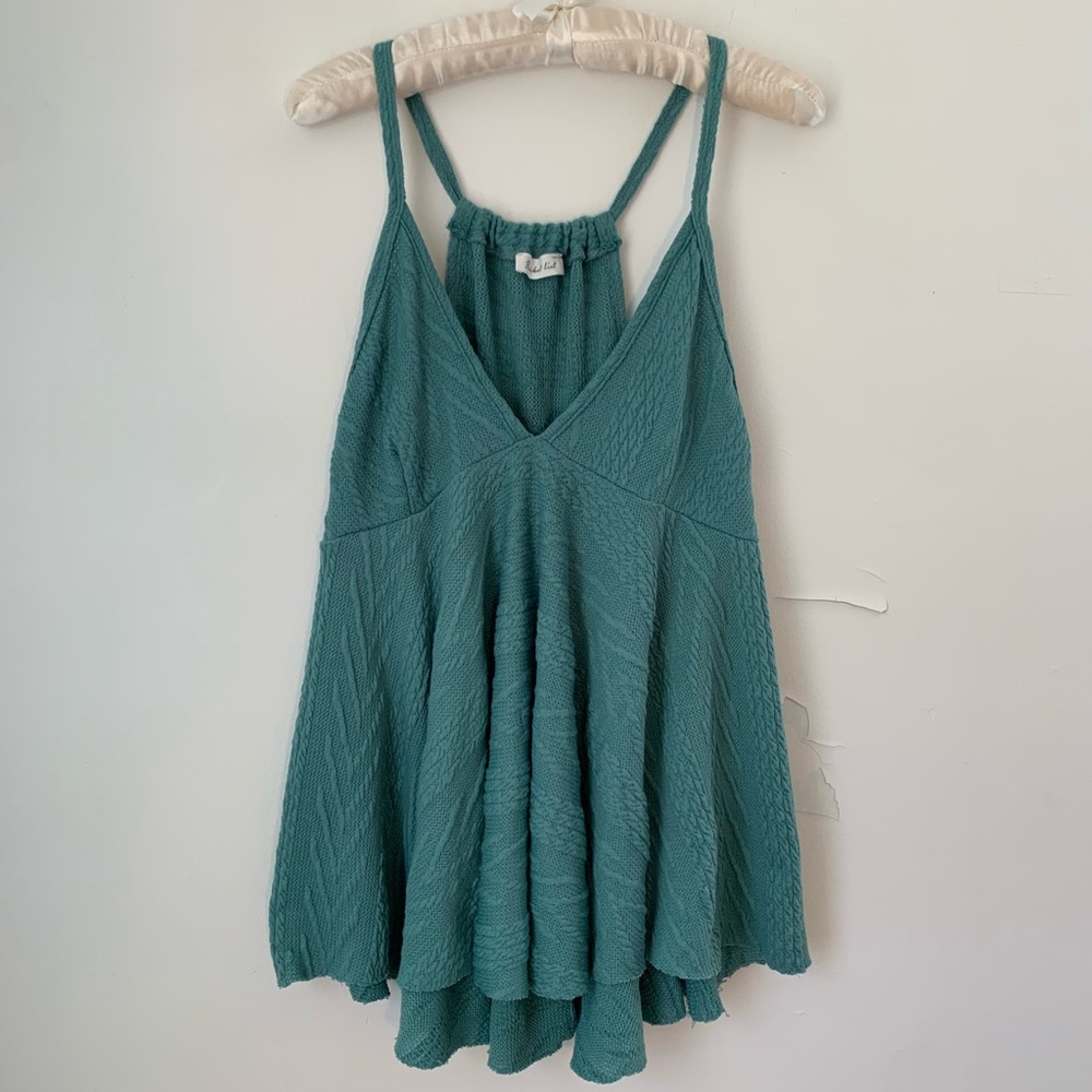 Bucket List Babydoll Teal Knit Tank Top